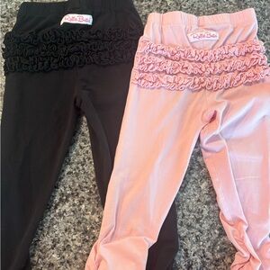 Ruffle Butts Black & Light Pink Leggings (4t)